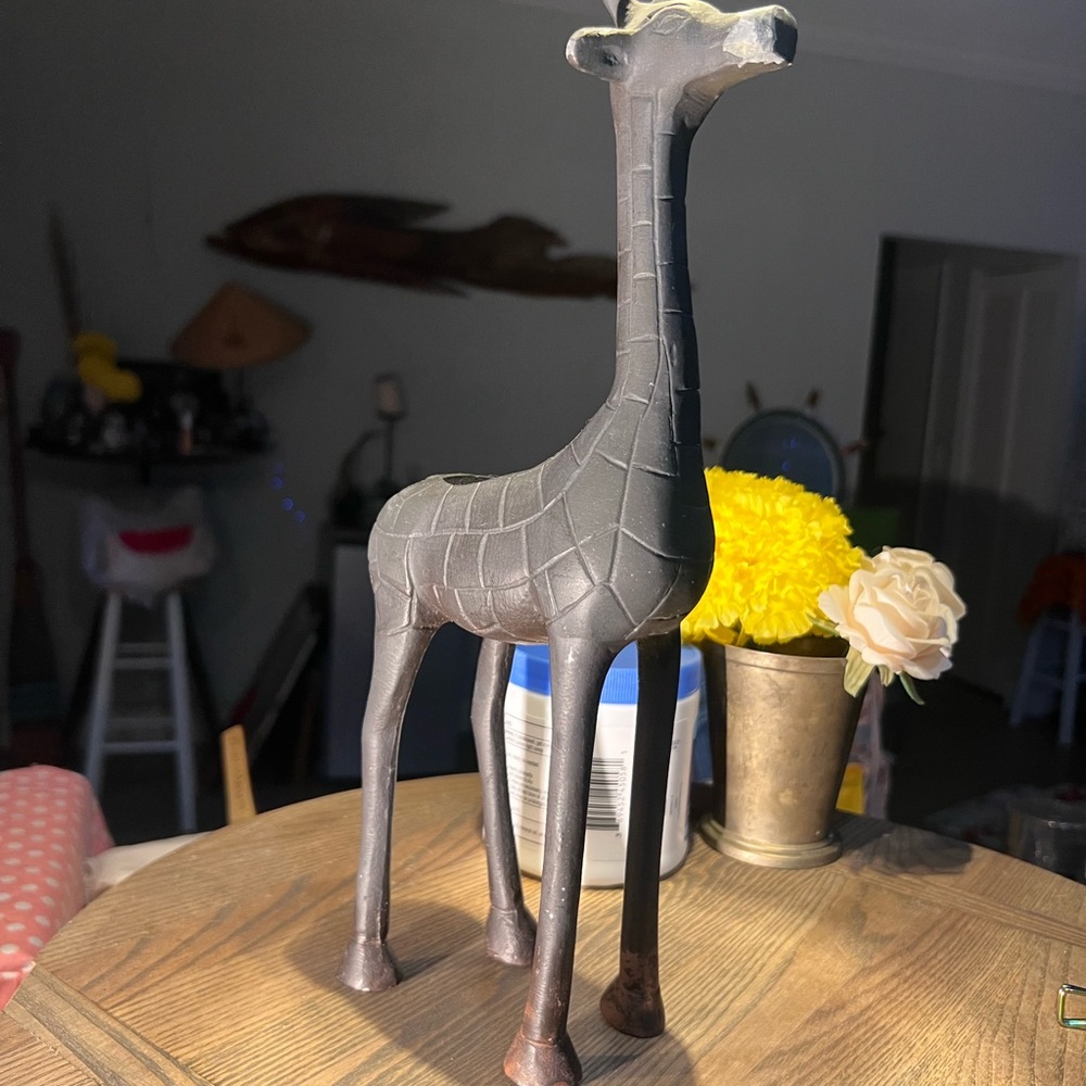 Mid century Giraffe Metal Candle tea light Holder, some wear see all pics